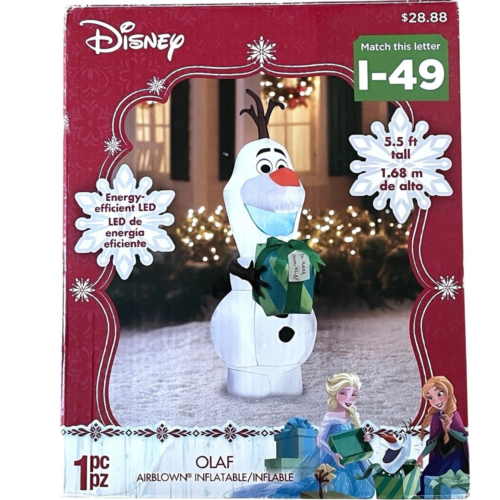 Olaf inflatable Christmas Frozen Gemmy 5.5 feet tall WORKS tested Snowman Disney